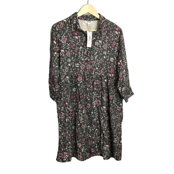 Amazon The Drop Spread Fashion Gray Floral Dress Button Up - Picture 1 of 12